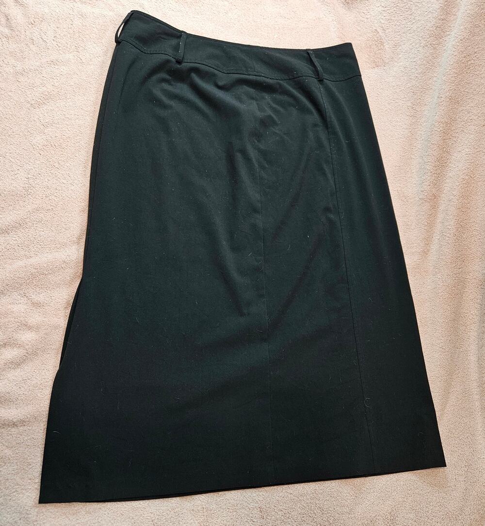 George Stretch Rich Black Midi Pencil Skirt Size 18 with Side Slits